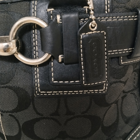 Coach Hampton Signature Black Canvas Satchel Handbag Shoulder bag - Picture 4 of 17